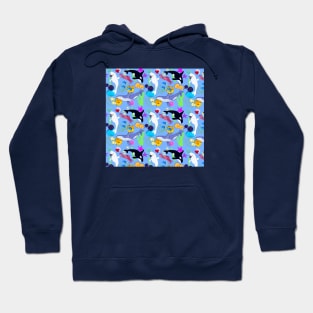 Whales and Sea Creatures Pattern - Light Blue Hoodie